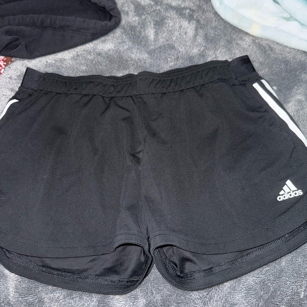 Adidas Women's Black Athletic Shorts with White Accents